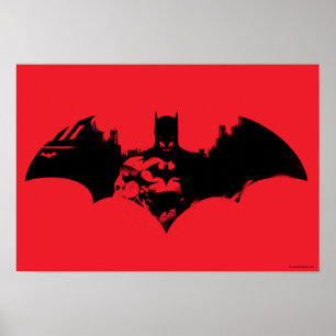 Batman en Gotham Silhouette Bat Logo Poster