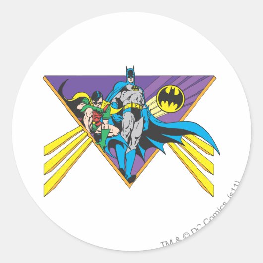 Batman en Robin 2 Ronde Sticker (Voorkant)
