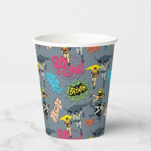 Batman en Robin Action Pattern Papieren Bekers (Voorkant)