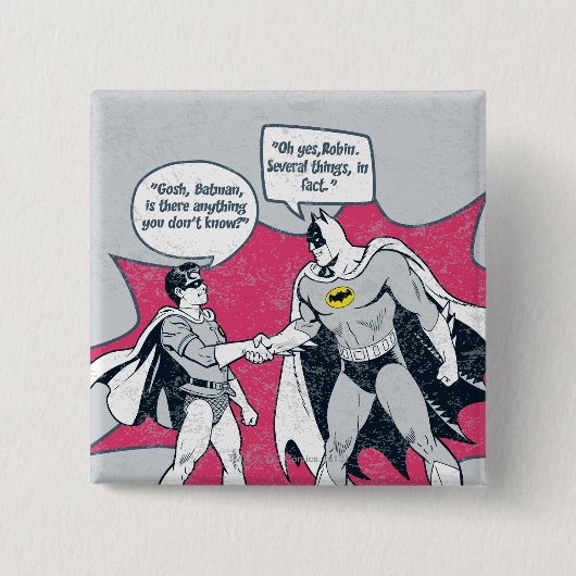 Batman en Robin Handshake in nood Vierkante Button 5,1 Cm (Voorkant)