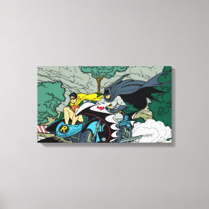 Batman en Robin in Batcycle Canvas Afdruk