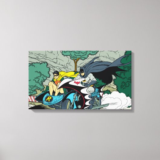 Batman en Robin in Batcycle Canvas Afdruk (Voorkant)