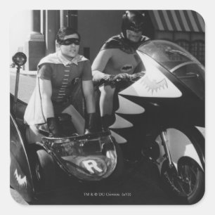 Batman en Robin in Batcycle Vierkante Sticker