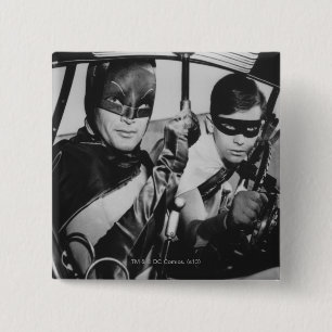 Batman en Robin In Batmobile Vierkante Button 5,1 Cm