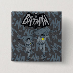 Batman en Robin met Logo-depressie Vierkante Button 5,1 Cm