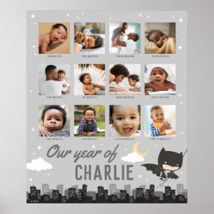 Batman First Birthday - 12 maanden fotocollage Poster