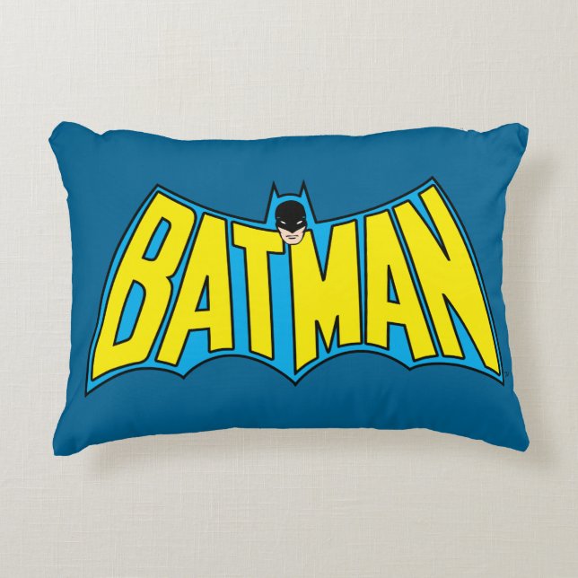 Batman |  Geel Blauwe Logo Accent Kussen (Voorkant)