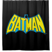 Batman |  Geel Blauwe Logo Douchegordijn (Voorkant)