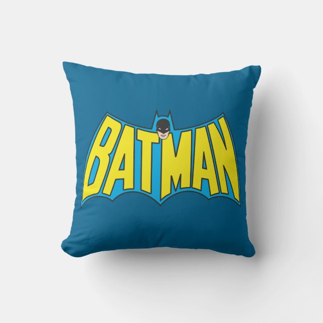 Batman |  Geel Blauwe Logo Kussen (Voorkant)
