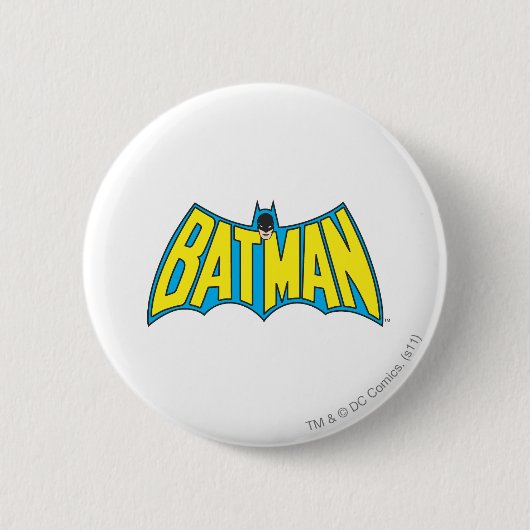 Batman |  Geel Blauwe Logo Ronde Button 5,7 Cm (Voorkant)