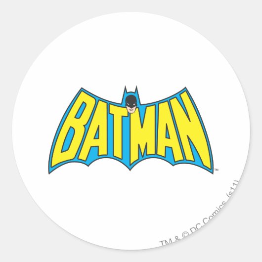 Batman |  Geel Blauwe Logo Ronde Sticker (Voorkant)