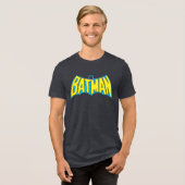 Batman |  Geel Blauwe Logo Tri-Blend Shirt (Voorkant volledig)