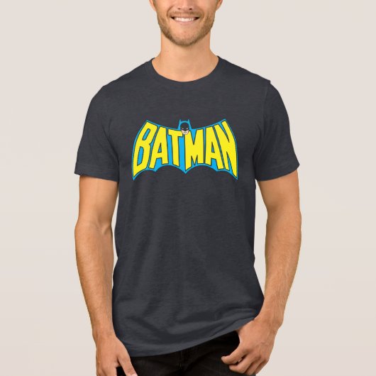 Batman |  Geel Blauwe Logo Tri-Blend Shirt (Voorkant)
