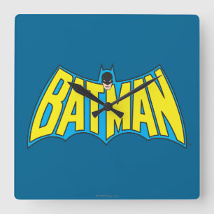 Batman    Geel Blauwe Logo Vierkante Klok