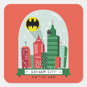 Batman Gotham City™ SneeuwWereldbol Grafisch Vierkante Sticker