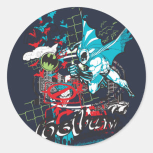 Batman Gotham Guardian Lineart Collage Ronde Sticker