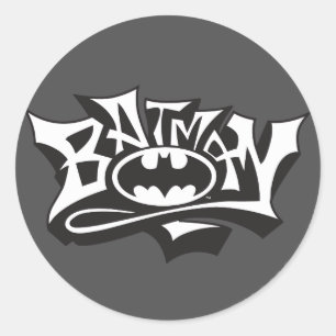 Batman   Graffiti Name Logo Ronde Sticker