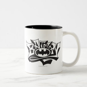 Batman   Graffiti Name Logo Tweekleurige Koffiemok