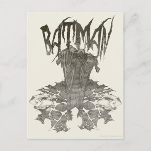 Batman   Grafisch Novel Pencil Schets Beige Logo Briefkaart