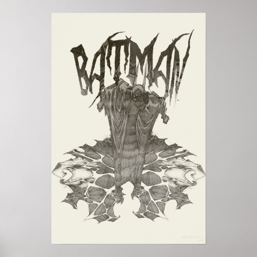 Batman | Grafisch Novel Pencil Schets Beige Logo Poster (Voorkant)