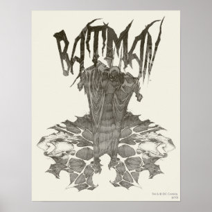 Batman   Grafisch Novel Pencil Schets Beige Logo Poster
