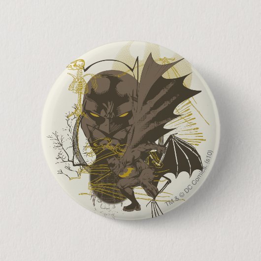 Batman  Grunge Portret Ronde Button 5,7 Cm (Voorkant)