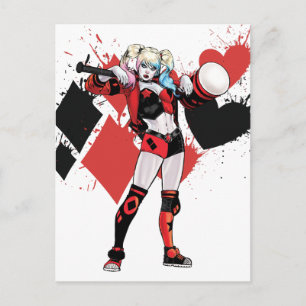 Batman   Harley Quinn Hearts & Diamonds Splatter Briefkaart
