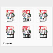 Batman | Harley Quinn & Joker Love/Hate Vierkante Sticker (Vel)