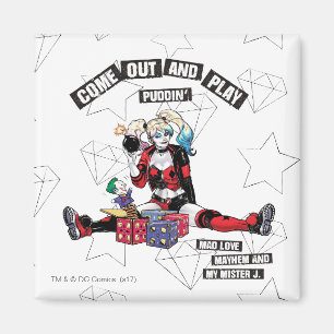 Batman Harley Quinn "kom uit en speel Puddin" Magneet