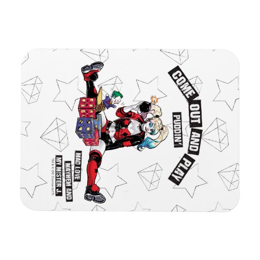Batman | Harley Quinn "kom uit en speel Puddin" Magneet (Horizontaal)