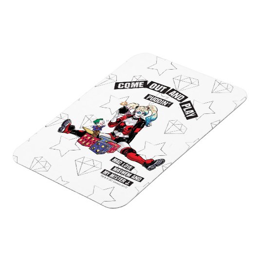 Batman | Harley Quinn "kom uit en speel Puddin" Magneet (Linkerzijde)