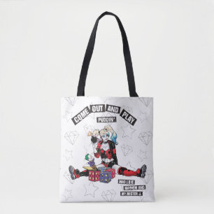 Batman Harley Quinn "kom uit en speel Puddin" Tote Bag