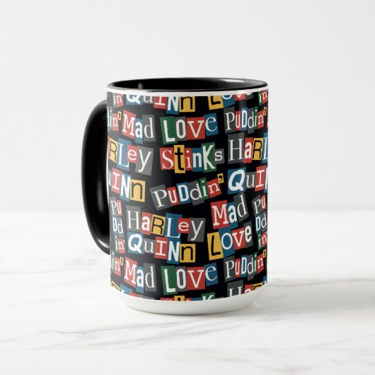 Batman | Harley Quinn Ransom Note Style Patroon Mok (Voorkant links)