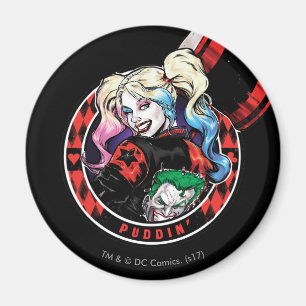 Batman Harley Quinn Winking with Mallet Magneet