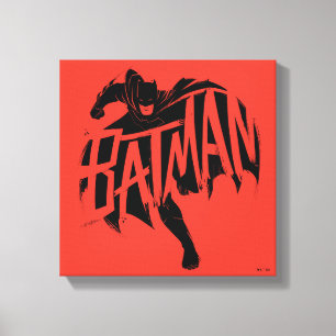 Batman Ink Brush-naam Canvas Afdruk