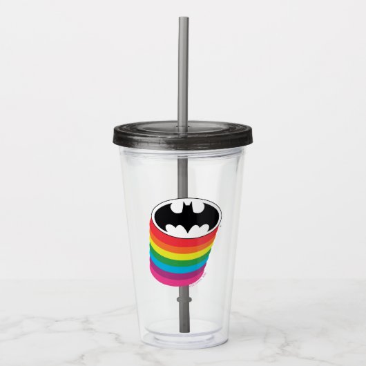 Batman Layered Rainbow Logo Acryl Drinkbeker (Voorkant)