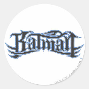 Batman   Logo blauwe letters Ronde Sticker