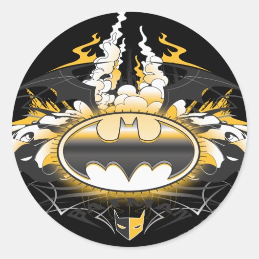 Batman Logo met auto's Ronde Sticker (Voorkant)