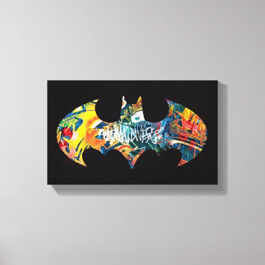 Batman Logo Neon 80's Graffiti Canvas Afdruk (Voorkant)
