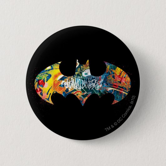 Batman Logo Neon 80's Graffiti Ronde Button 5,7 Cm (Voorkant)
