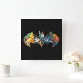 Batman Logo Neon/80s Graffiti Vierkante Klok (Huis)