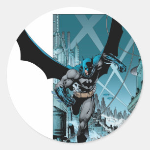 Batman met achtergrond stad ronde sticker