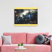 Batman met Batmobile in de regen Canvas Afdruk (Insitu (Woonkamer))