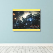 Batman met Batmobile in de regen Canvas Afdruk (Insitu (Houten vloer))