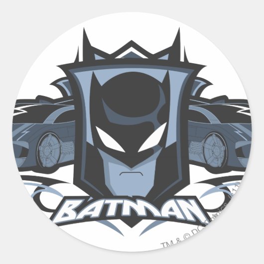 Batman met Batmobiles Ronde Sticker (Voorkant)