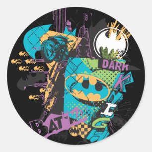 Batman Neon The Dark Knight Collage Ronde Sticker