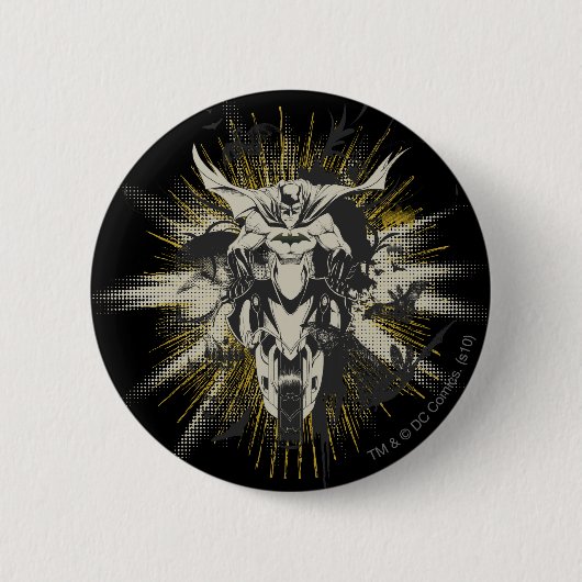 Batman op Bike Ronde Button 5,7 Cm (Voorkant)