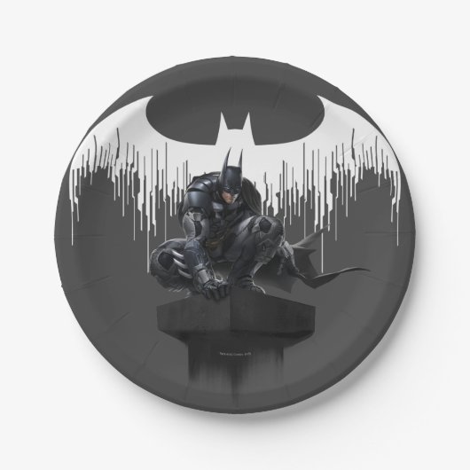 Batman Perched op een pilaar Papieren Bordje (Voorkant)