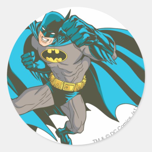 Batman Punching 1 Ronde Sticker (Voorkant)