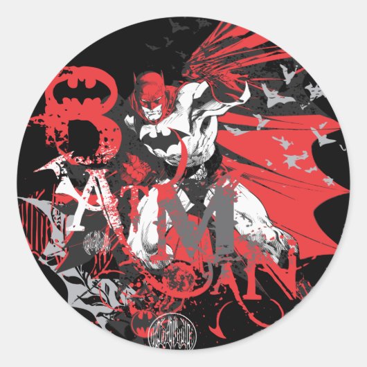 Batman Red en Black Collage Ronde Sticker (Voorkant)
